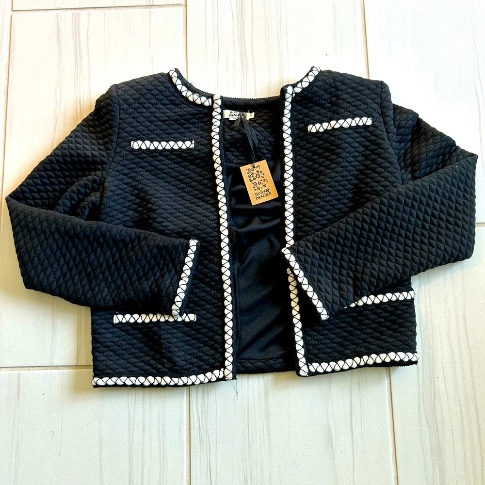 New Molly Bracken Jacket Blazer Black with white trim Medium M - Picture 1 of 5